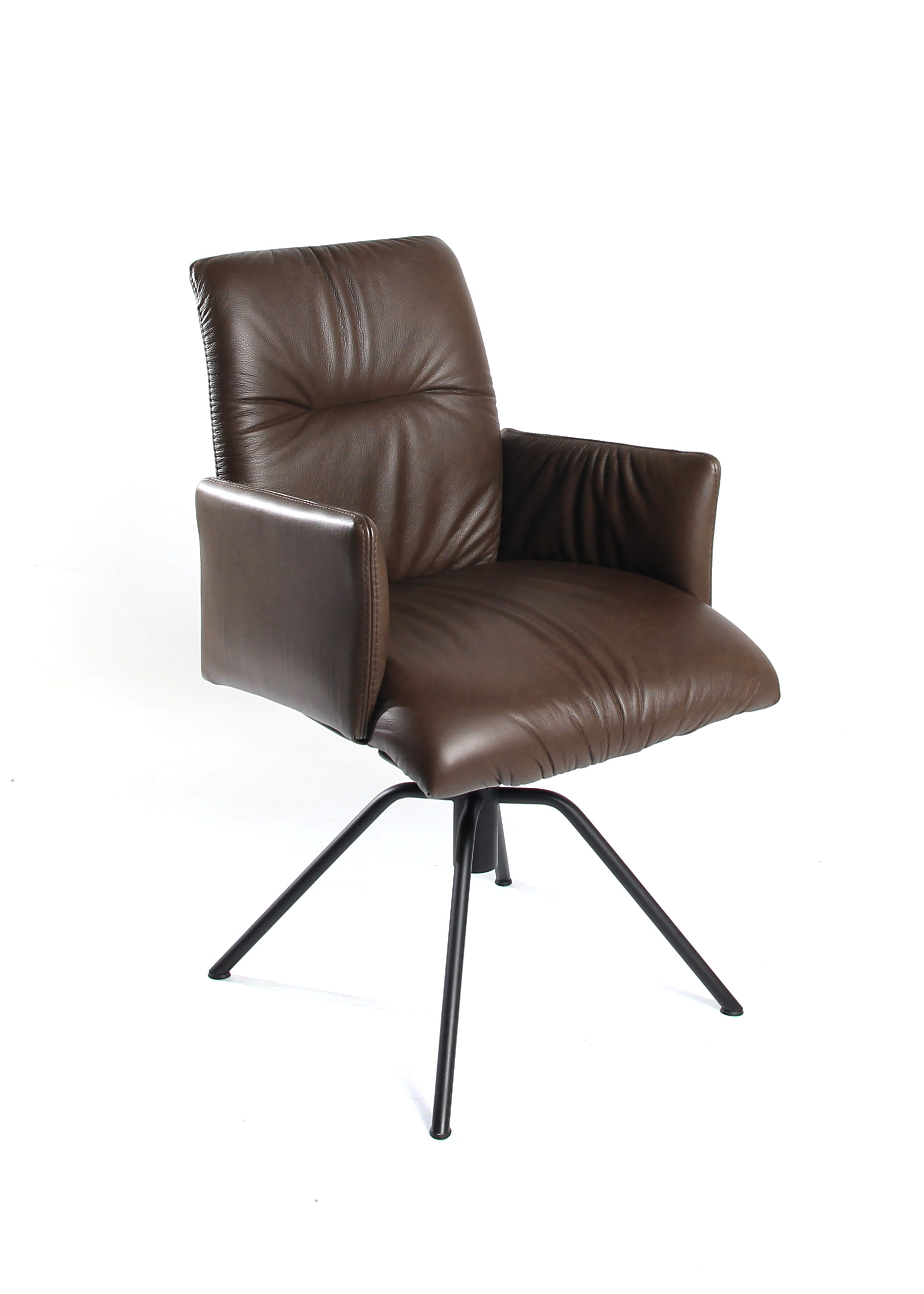 Lavida Drehsessel dunkelbraun Leder gepolstert