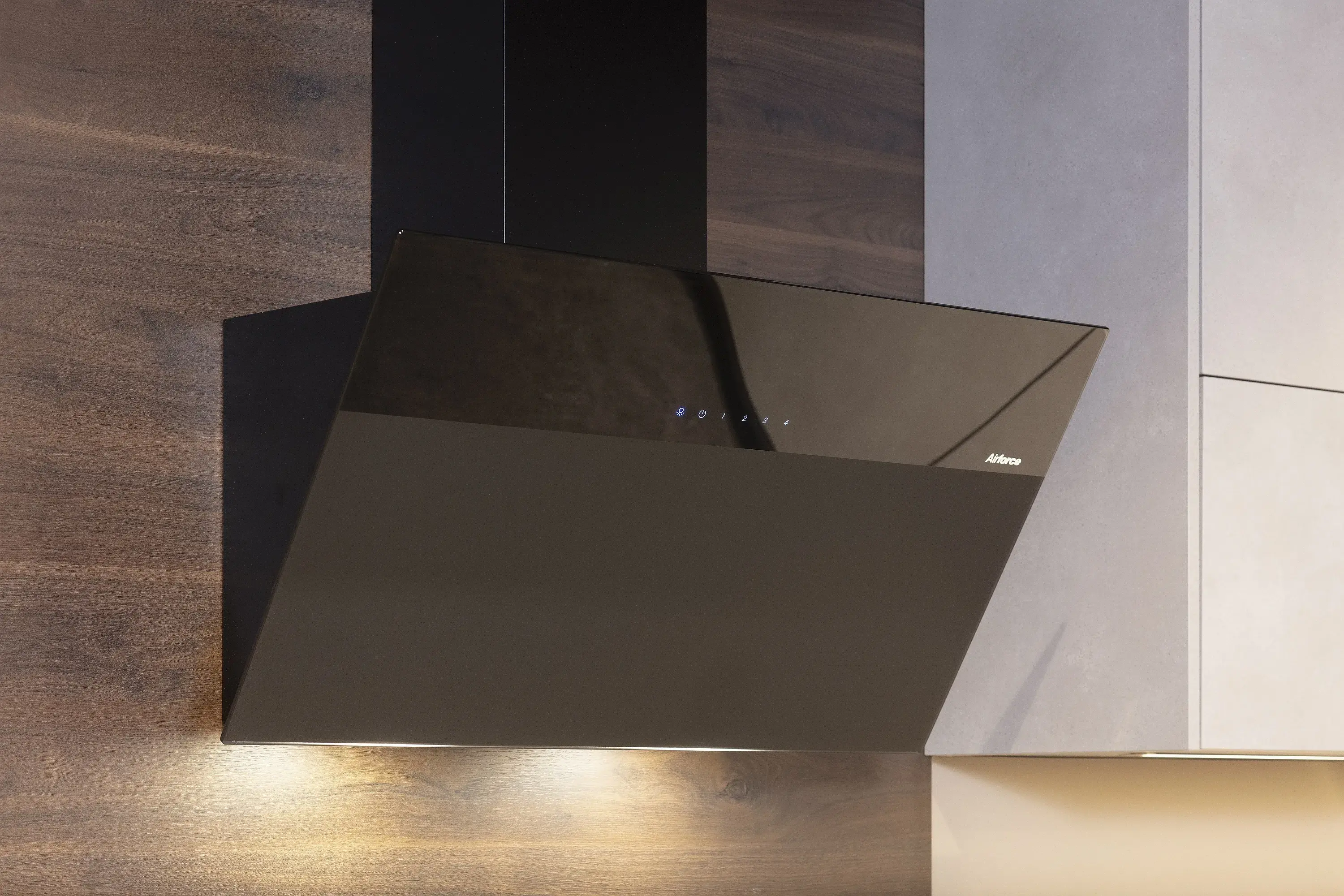 Schwarze Kopffrei-Dunstabzugshaube