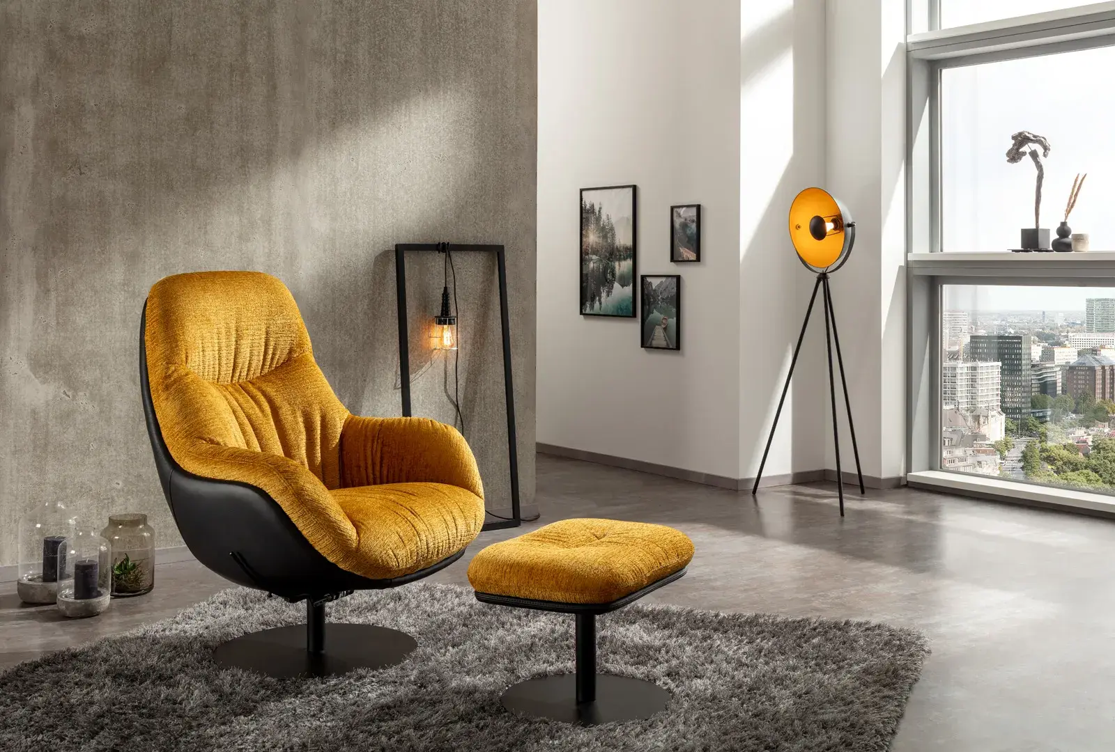 Lavida Relax-Dreh-Sessel ALASSIO und Fußhocker gepolstert